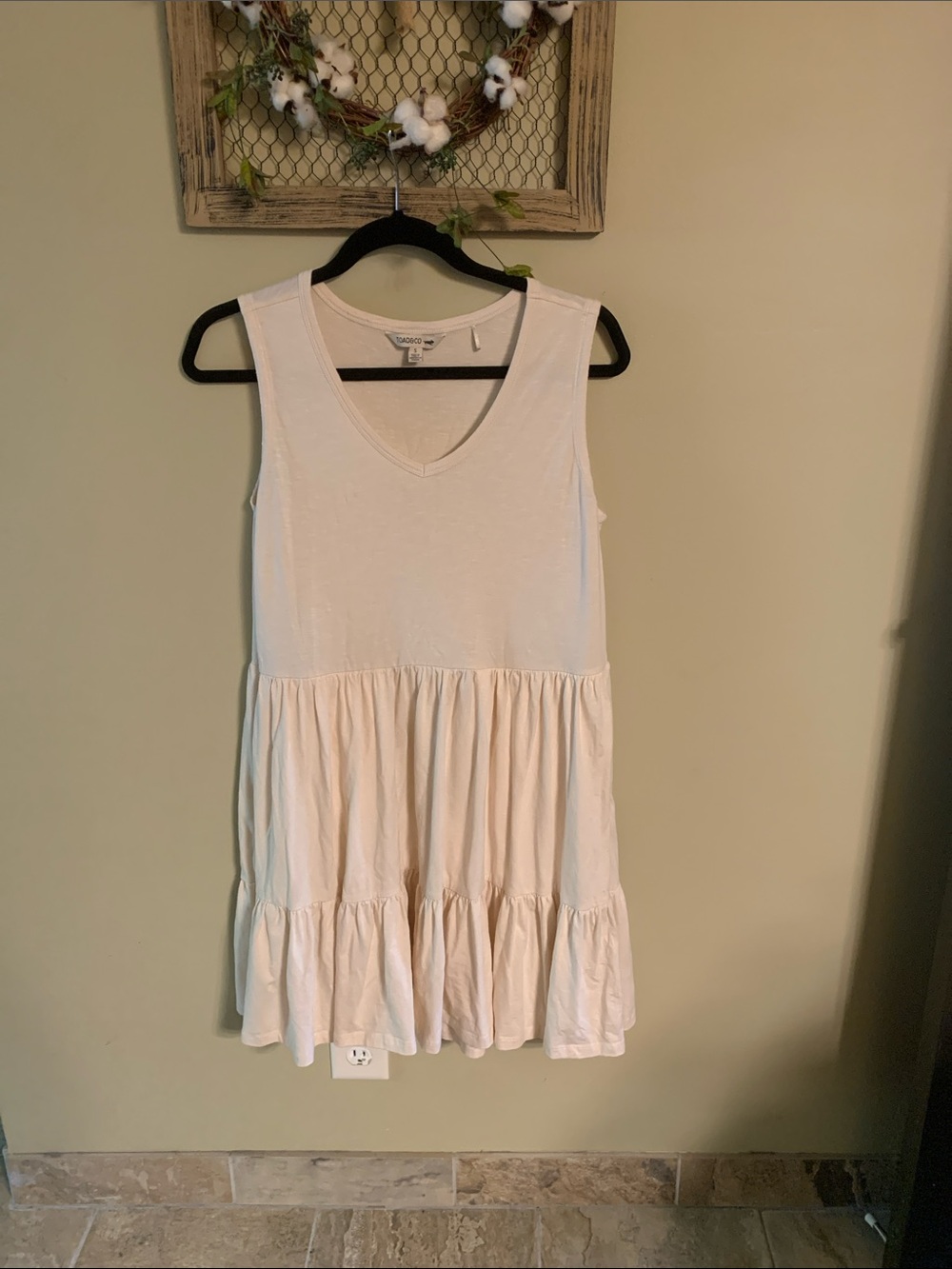 Toad & Co Marley Cotton Tiered V-Neck Dress in Cream